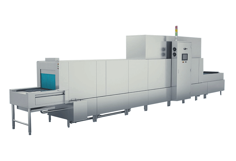 V-TAI Large Industrial Conveyor Washer - Crates, Trays & Bulk Dishware V-TAI large conveyor crate washer, baking tray washer, and industrial dishwasher transparent view.